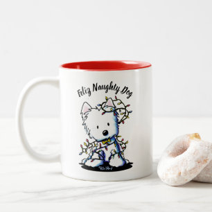 Caneca De Café Em Dois Tons KiniArt Felighted Westie Christmas