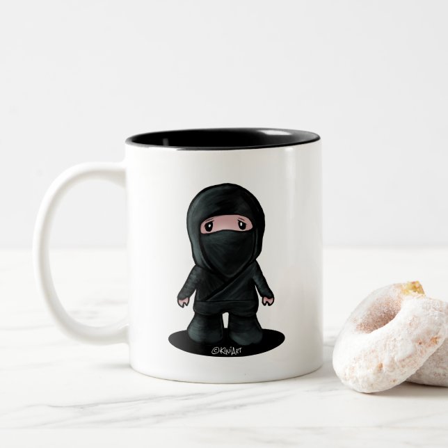 Caneca De Café Em Dois Tons KiniArt Ninja (Com Donut)