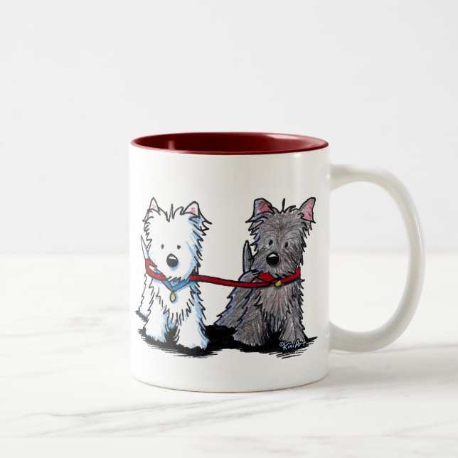 Caneca De Café Em Dois Tons KiniArt Terrier Walking Buddies (Direita)