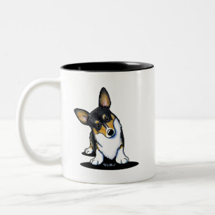 Caneca De Café Em Dois Tons KiniArt Tri Curioso Corgi