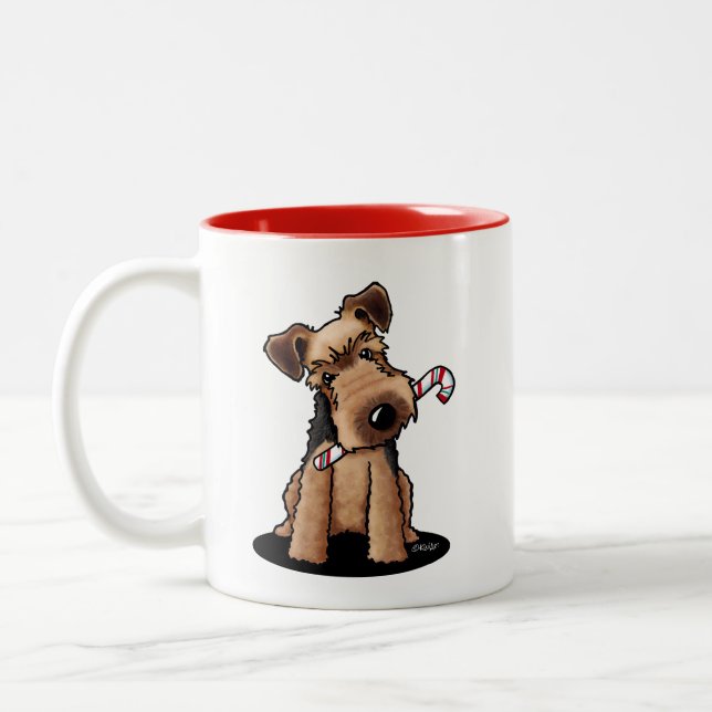 Caneca De Café Em Dois Tons KiniArt Welsh Terrier Christmas (Esquerda)