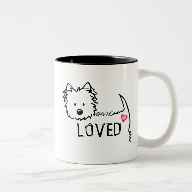 Caneca De Café Em Dois Tons KiniArt Westie AMAVA Mug (Direita)