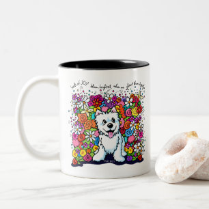 Caneca De Café Em Dois Tons KiniArt Westie Jardim Alegre