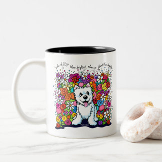 Caneca De Café Em Dois Tons KiniArt Westie Joyful Garden