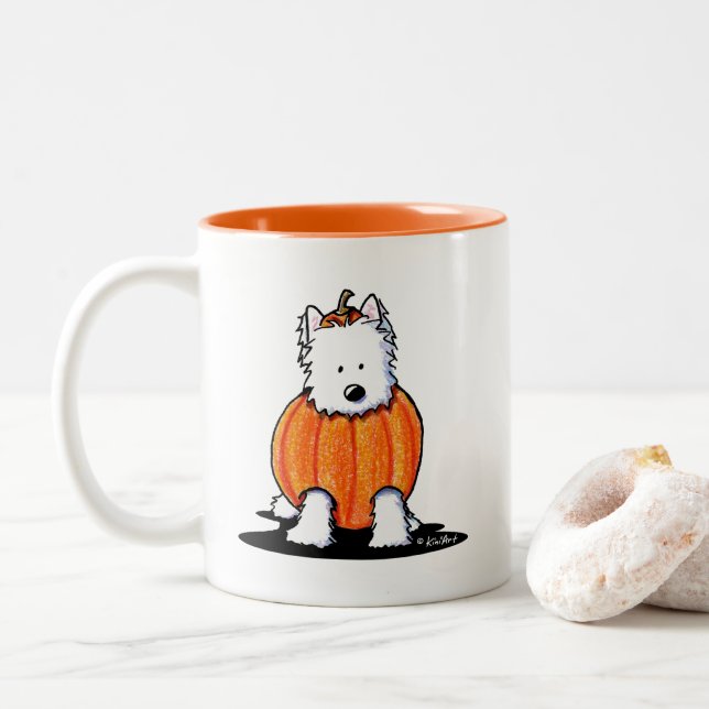 Caneca De Café Em Dois Tons KiniArt Westie Punkin' (Com Donut)