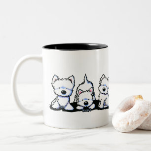 Caneca De Café Em Dois Tons KiniArt Westie Trio Mug