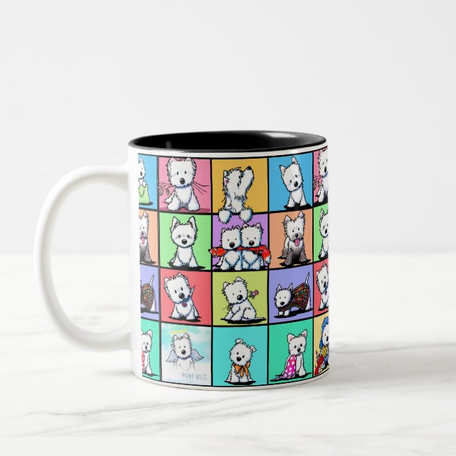 Caneca De Café Em Dois Tons KiniArt Westies Comemorativas  (Esquerda)