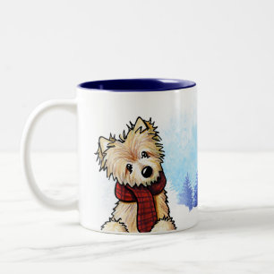 Caneca De Café Em Dois Tons KiniArt Winter Norwich Terrier