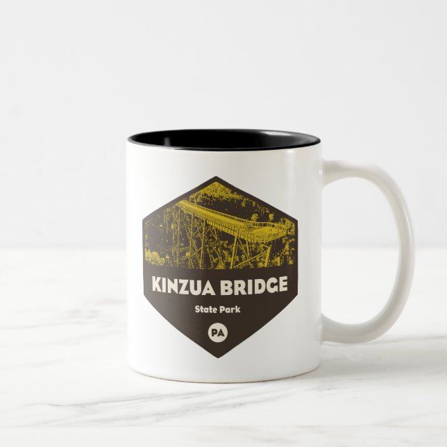 Caneca De Café Em Dois Tons Kinzua Bridge State Park Pensilvânia (Direita)