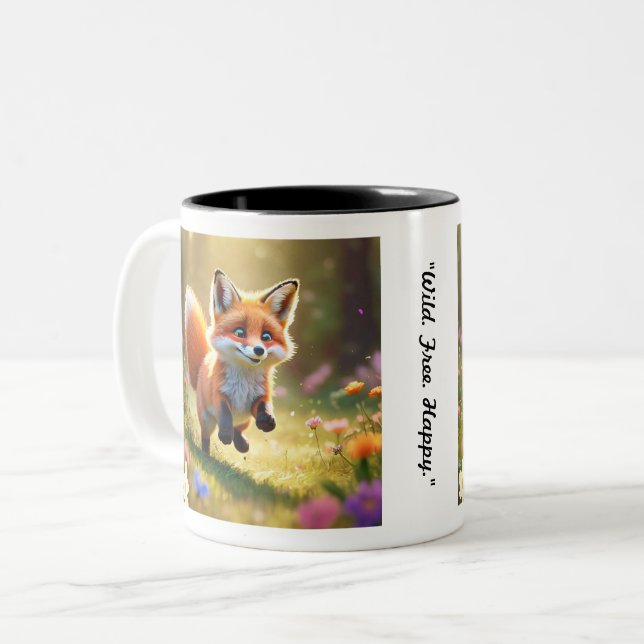 Caneca De Café Em Dois Tons "Kit de Raposa Solto" (Frente Esquerda)