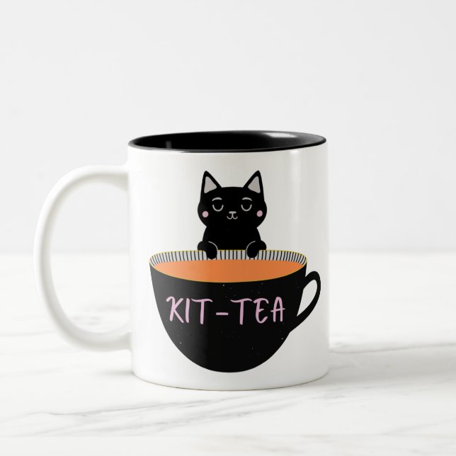 CANECA DE CAFÉ EM DOIS TONS KIT-TEA BLACK CAT (Esquerda)