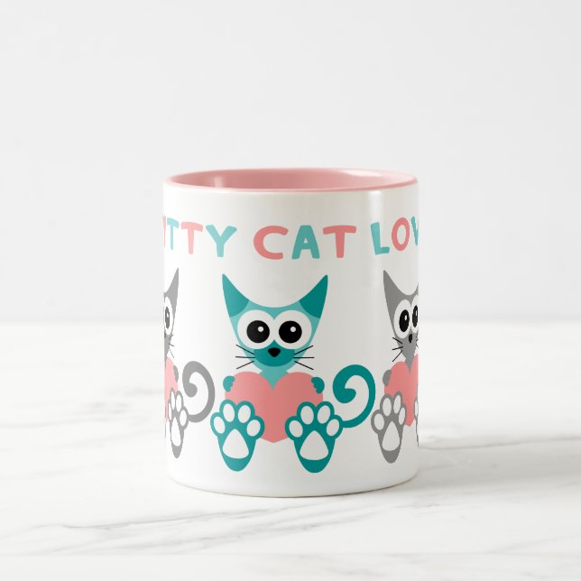 Caneca De Café Em Dois Tons Kitty Cat Love 2 Toned Mug (Centro)