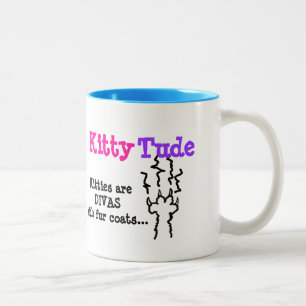 Caneca De Café Em Dois Tons "KittyTude!"
