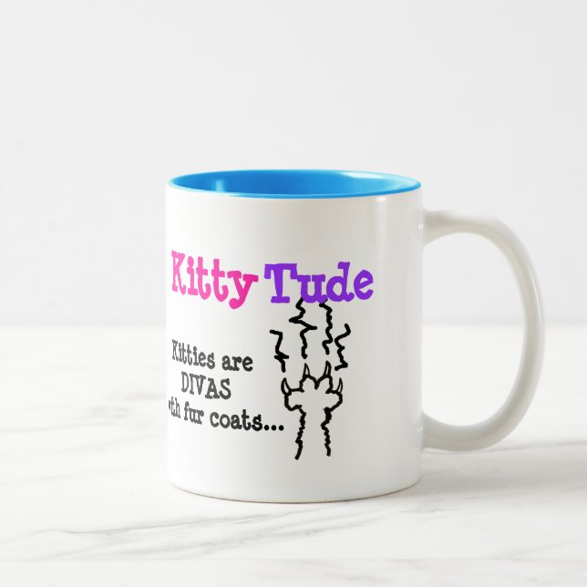 Caneca De Café Em Dois Tons "KittyTude!" (Direita)