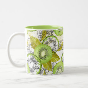 Caneca De Café Em Dois Tons Kiwi, frutado, verde e branco, fresco, suculento,