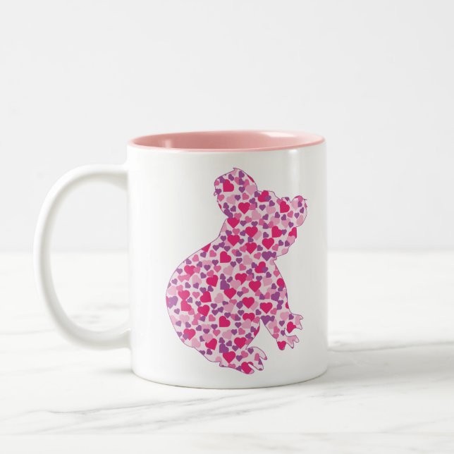 Caneca De Café Em Dois Tons Koala-Bear-Pink-Hearts (Esquerda)