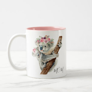 Caneca De Café Em Dois Tons Koala Personalizada com Cor Fluvial Moderna e Boni