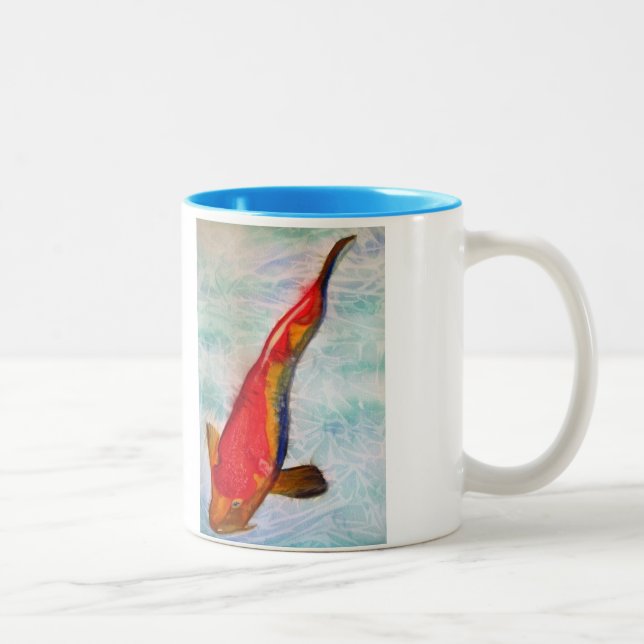 Caneca De Café Em Dois Tons Kohaku Koi Arte aquosa japonesa (Direita)