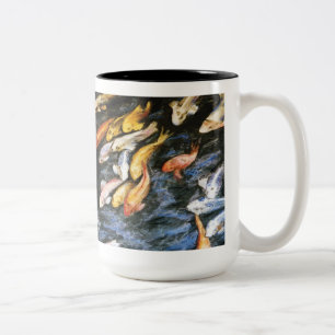 Caneca De Café Em Dois Tons Koi Fish Pond Art Pintura