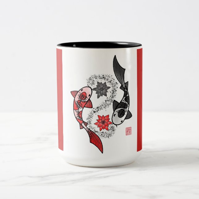 Caneca De Café Em Dois Tons Koi Fish Yin Yang Mug (Centro)