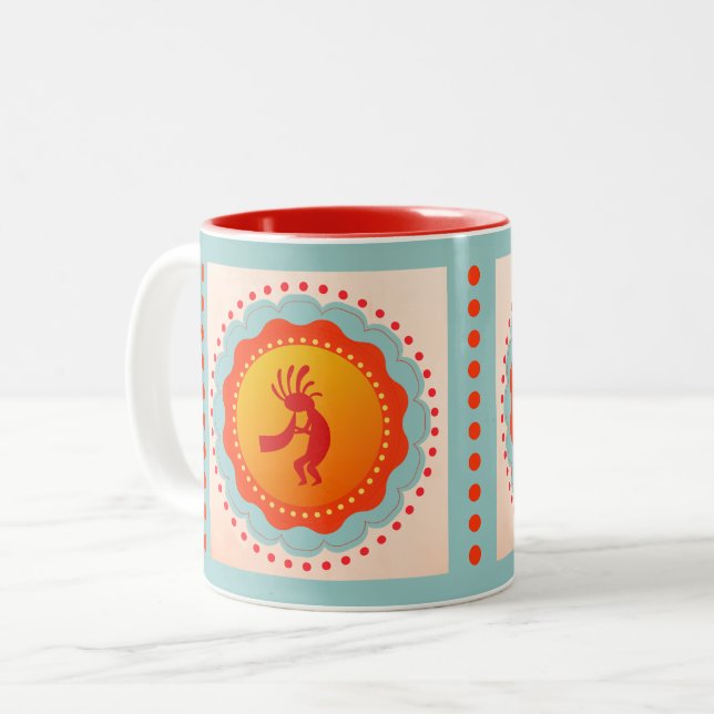 Caneca De Café Em Dois Tons Kokopelli Southwest Inspirou Mug (Frente Esquerda)