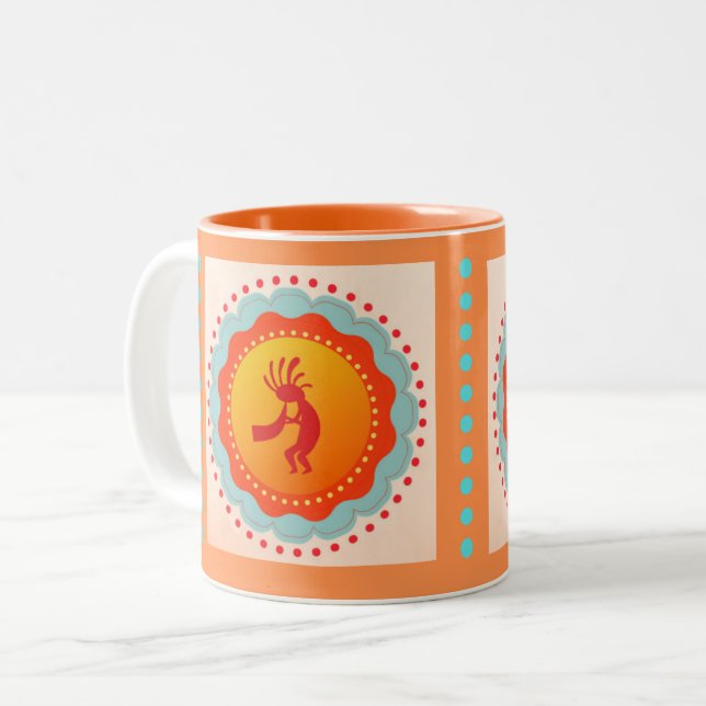 Caneca De Café Em Dois Tons Kokopelli Southwest Inspirou Mug (Frente Esquerda)
