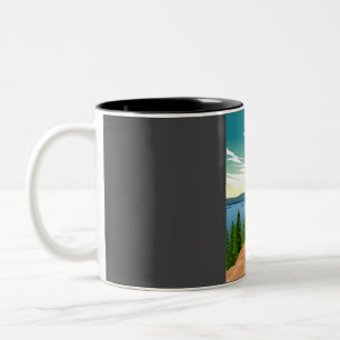 Caneca De Café Em Dois Tons Koli National Park Finlândia Vintage Mínimo Retro