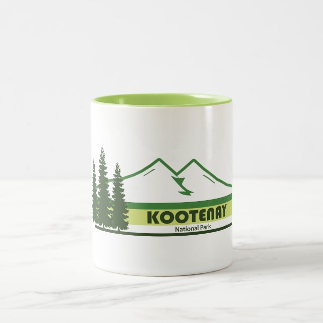 Caneca De Café Em Dois Tons Kootenay National Park Green Stripes (Centro)