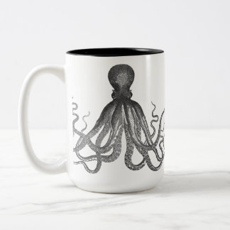 Caneca De Café Em Dois Tons Kraken - polvo gigante preto/Cthulu
