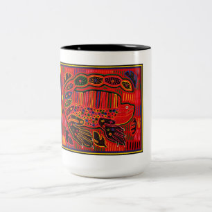Caneca De Café Em Dois Tons Kuna Indian Iguana Mola
