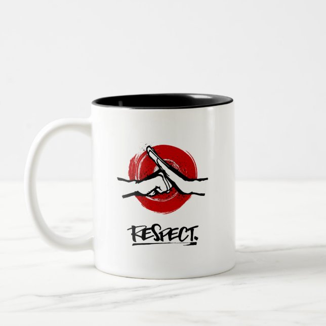 Caneca De Café Em Dois Tons Kung Fu - Artes Marciais - Respeito (Esquerda)