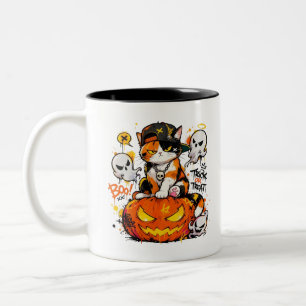 Caneca De Café Em Dois Tons L&S Hip Hop Gato Calico Halloween