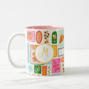 Caneca De Café Em Dois Tons La Dolce Vita Italiano Francês Personalizado Color