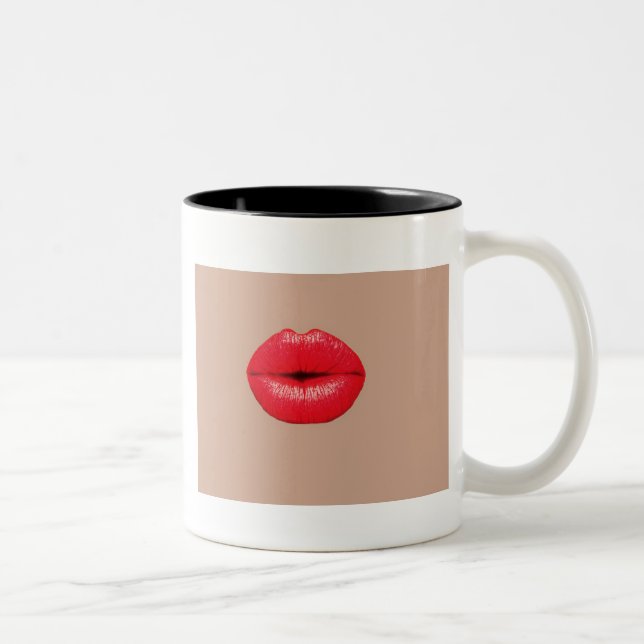 Caneca De Café Em Dois Tons Lábios de café beijam pop (Direita)