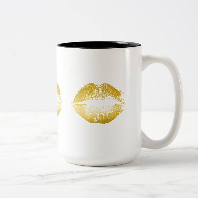 Caneca De Café Em Dois Tons Lábios Dourados nº 2 (Direita)