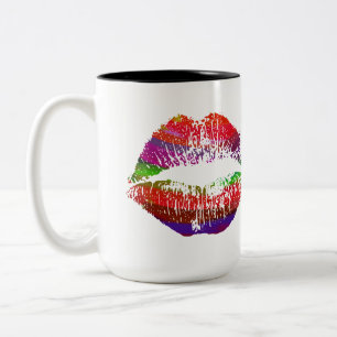 Caneca De Café Em Dois Tons Lábios Elegantes #33