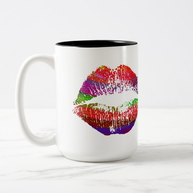 Caneca De Café Em Dois Tons Lábios Elegantes #33 (Esquerda)