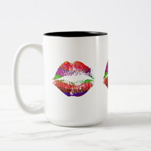 Caneca De Café Em Dois Tons Lábios Elegantes #35