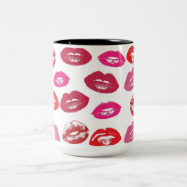 Caneca De Café Em Dois Tons Lábios-Kissable (Lábios-Kissing, Lábio Vermelho e