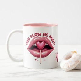 Caneca De Café Em Dois Tons Lábios Lúcias Rosa com Lópiro Moldado pelo Coração