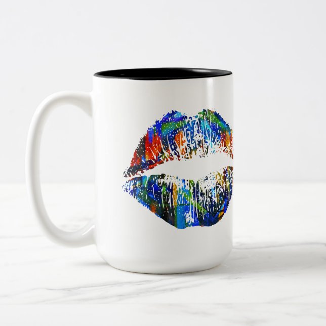 Caneca De Café Em Dois Tons Lábios na moda nº 34 (Esquerda)