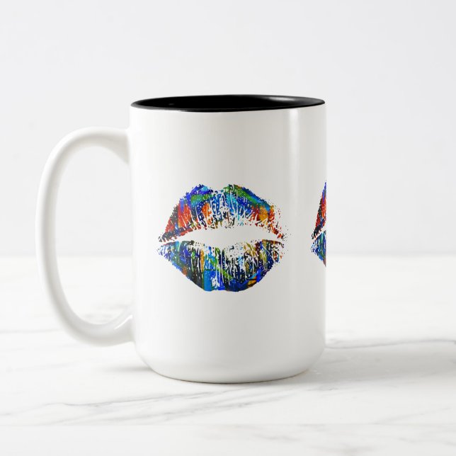 Caneca De Café Em Dois Tons Lábios na moda nº 36 (Esquerda)