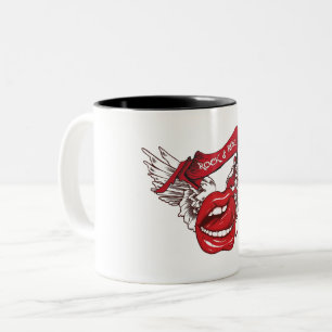 Caneca De Café Em Dois Tons Lábios Rock n Roll Angel