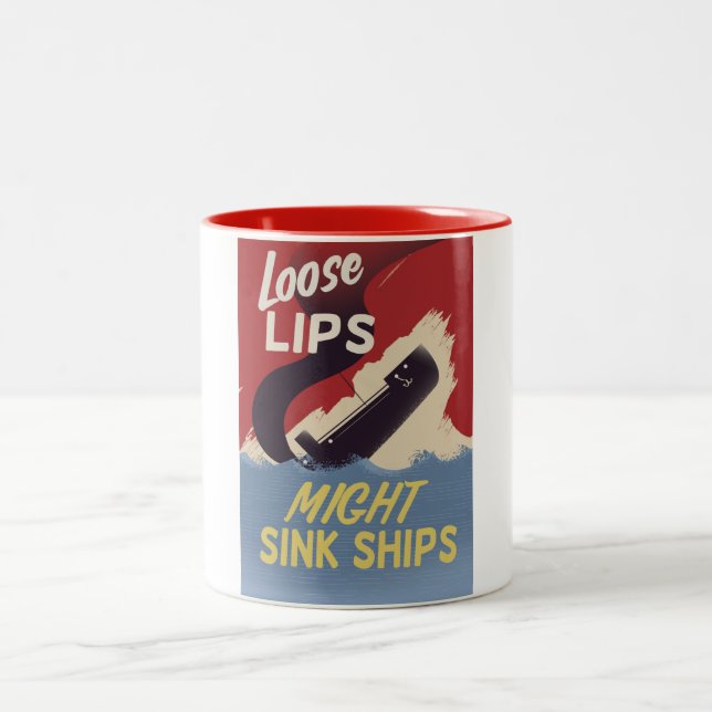 Caneca De Café Em Dois Tons Lábios Soltos Podem Afundar Navios (Centro)