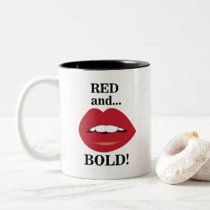 Caneca De Café Em Dois Tons Lábios Vermelhos e Ousados