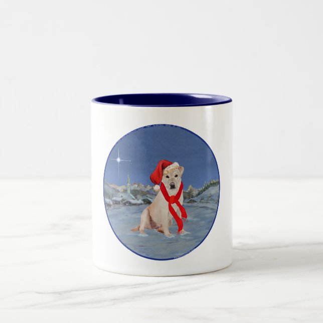 Caneca De Café Em Dois Tons Labrador Retriever Amarelo Natal (Centro)