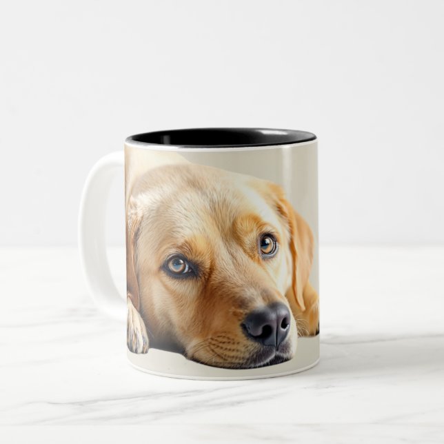 Caneca De Café Em Dois Tons Labrador Retriever Dourado (Frente Esquerda)
