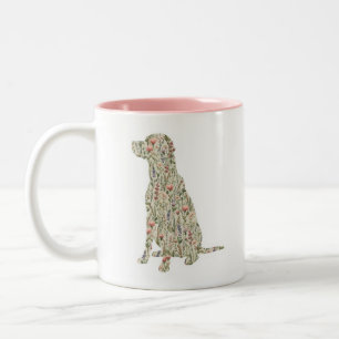 Caneca De Café Em Dois Tons Labrador Retriever Silhueta de Flor Silvestre Mãe 