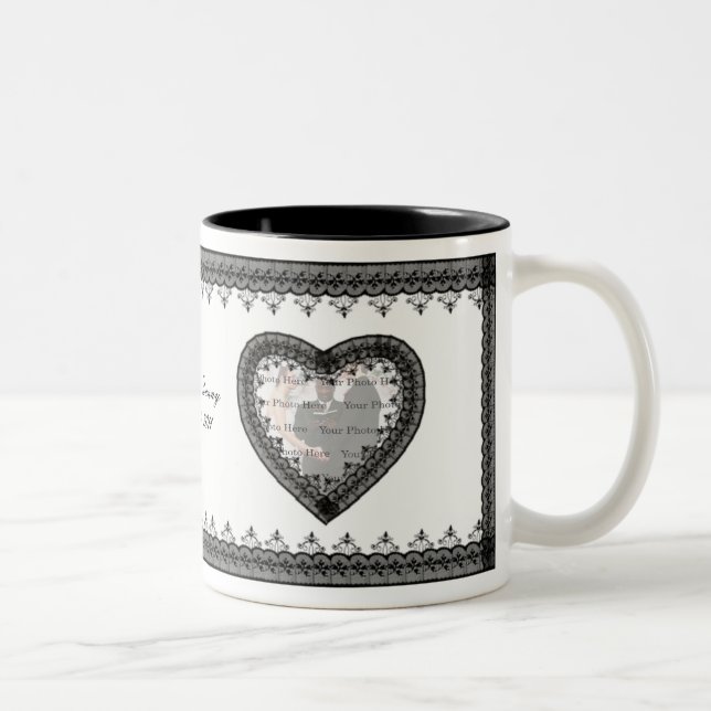 Caneca De Café Em Dois Tons Lace Mug Preto (Direita)