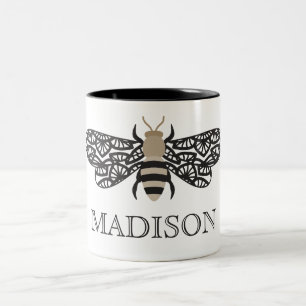 Caneca De Café Em Dois Tons Lacewing Bee Personalised Mug